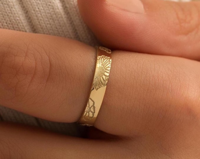 Multiple Birth Flower Ring , Flower Rings , Customized Family Birth Flower Ring