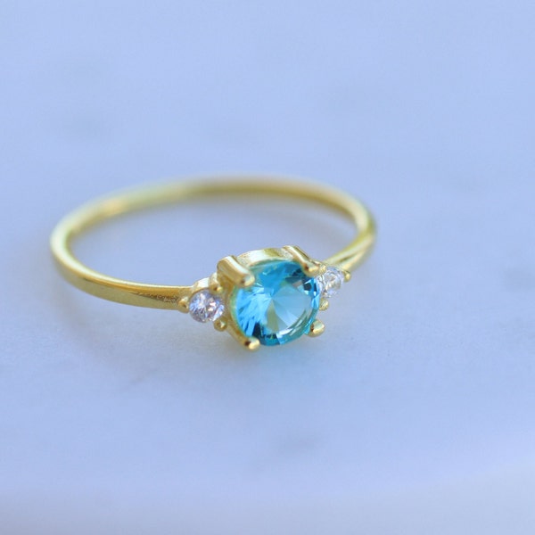 Dainty Aquamarine Ring, Aquamarine Silver Ring, Gold Aquamarine Ring, Delicate Ring, Dainty Ring, Bridesmaid Gift, March Birthstone Ring