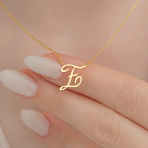 14k Solid Gold Initial Letter Necklace, Gold Letter Necklace, Initial Necklace, Personalized Gift, Personalized Jewelry, Initial Jewelry