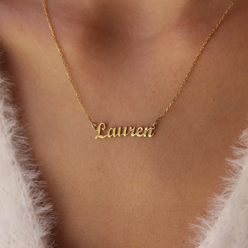 14k Solid Gold Name Necklace, Mini Name Necklace, Personalized Jewelry, Tiny shops Name Necklace, Mother Day Jewelry, Gift for Her, Name Necklace