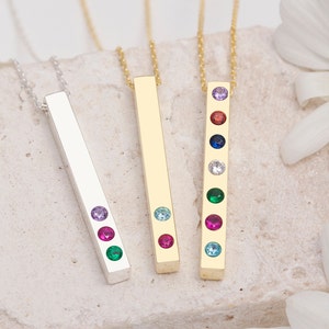 Birthstone Bar Necklace, Mothers Day Gift, Mom Gift, Birthstone Bar, Gift for Her, Birthstone Jewelry, Custom Necklace, Birthday Gift