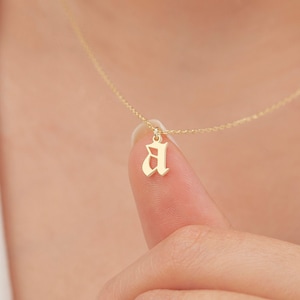 14k Solid Gold Initial Letter Necklace, Gold Letter Necklace, Initial Necklace, Personalized Gift, Personalized Jewelry, Mothers Day Gift