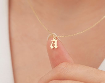 14k Solid Gold Initial Letter Necklace, Gold Letter Necklace, Initial Necklace, Personalized Gift, Personalized Jewelry, Mothers Day Gift