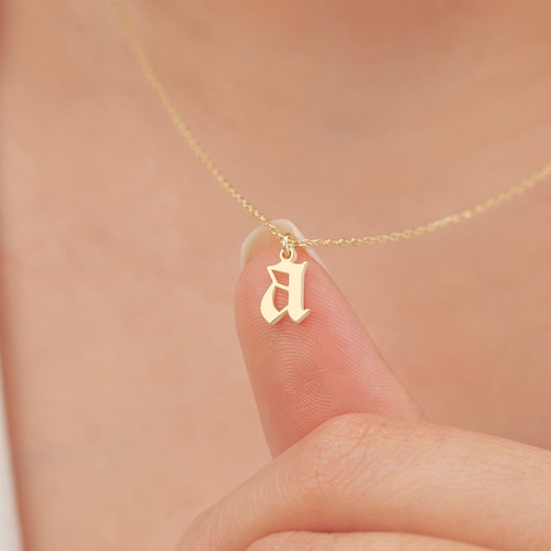14k Solid Gold Letter Necklace Initial Letter Necklace 14k Etsy