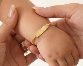 Gold Baby Name Bracelet , Baby Id Bracelet , Custom Baby Bracelet , Gold Baby Bracelet , Baby Gold Bracelet