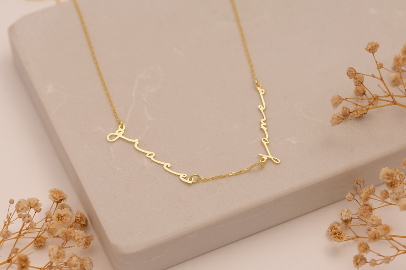 Name Necklaces, Two Name Necklace, Multiple Gold Name Necklace, Dainty Name Necklace, Personalized Jewelry, Personalized Gift, Mom Necklace image 3