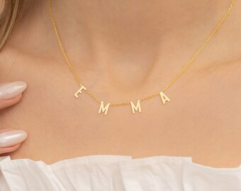 Handmade Custom Letter Necklace, Tiny Initial Name Necklace, Gold Name Necklace, Personalized Name Jewelry, Personalized Gift, Dainty Name