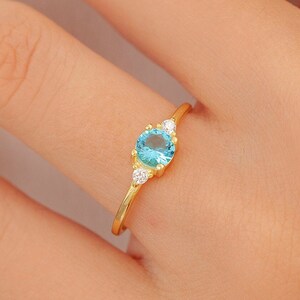 Aquamarine Dainty Ring, March Birthstone Ring, Aquamarine Ring, Delicate Ring, Minimalist Ring, Sterling Silver 925 Aquamarine Ring