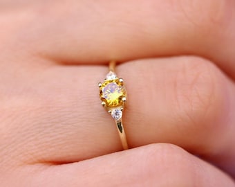 Citrine Dainty Ring, November Birthstone Ring, Citrine Ring, Delicate Ring, Minimalist Ring, Sterling Silver 925 Citrine Ring, Birthstone