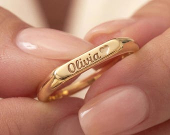 Custom Engraved Ring , Personalized Custom Name Ring , Custom Engraved Skiny Band Ring