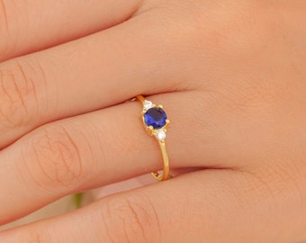 Dainty Sapphire Ring, Sapphire Silver Ring, Gold Sapphire Ring, Delicate Ring, Dainty Ring, Bridesmaid Gift, September Birthstone Ring