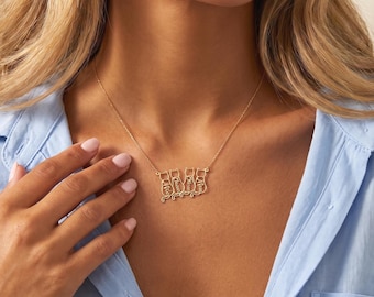 Dainty Cat Name Necklace, Cat Lover Necklace, Cat Memorial Gift, Cat Lovers Gift , Cat Family Necklace
