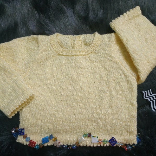 pull laine jaune nacré fille 3 mois