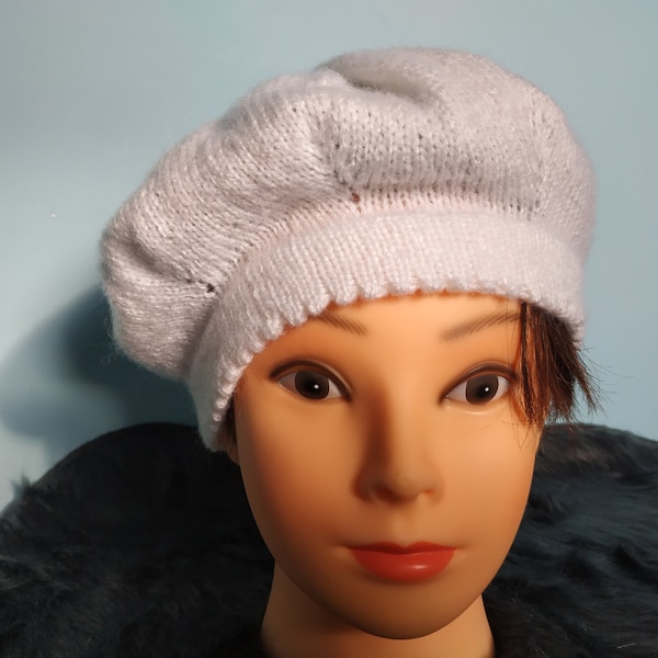 béret femme blanc laine mohair