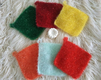 lot 3 wipes wool scrub body washable shower flowers 13 x 13 cm