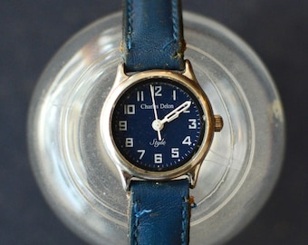 Vintage 80s Circular Watch / Unisex Analog Wrist Watch