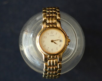 Vintage 80s CITIZEN Circular Watch / Unisex Analog Wrist Watch