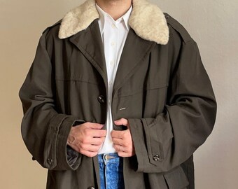 1980s Vintage Khaki Trench Coat | Plus Size XL Regular fit