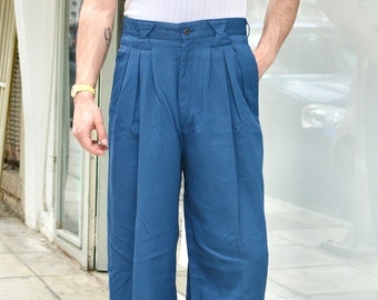 Vintage 60s Pleated Office Trousers / Unisex Men  Suit Pants