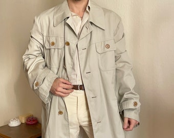 1990s Vintage Trench Coat Off White Size L | Regular fit Cotton