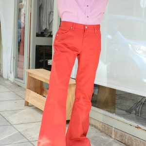 Vintage 70s Red Bell Bottoms Deadstock Jeans