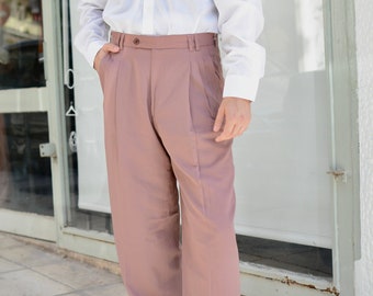 Vintage Pleated 80s Office Trousers / Unisex Men High Rise Suit Trousers
