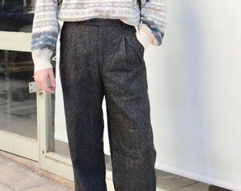 Vintage 80s Pleated Woolen Office Suit Trousers