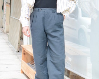 Vintage Pleated 80s Office Trousers / Unisex Men High Rise Suit Trousers