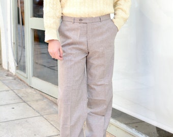 Vintage Pleated 60s Checkered Office Trousers / Unisex Men