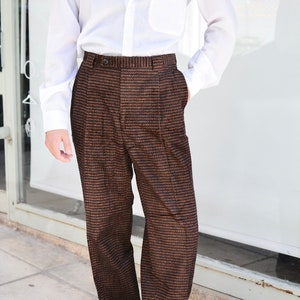 Vintage Pleated 80s Woolen Office Trousers / Unisex Men High