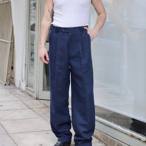 Vintage Pleated 80s Office Trousers / Unisex Men High Rise Suit Trousers image 1