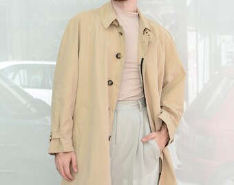 Vintage 90s Buggati Unisex Beige Trench Coat