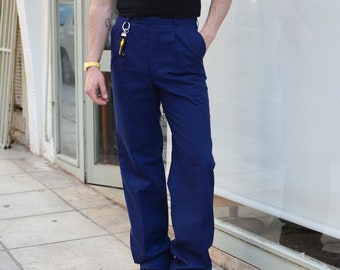 Vintage Pleated 80s Office Trousers / Unisex Men High Rise Suit Trousers