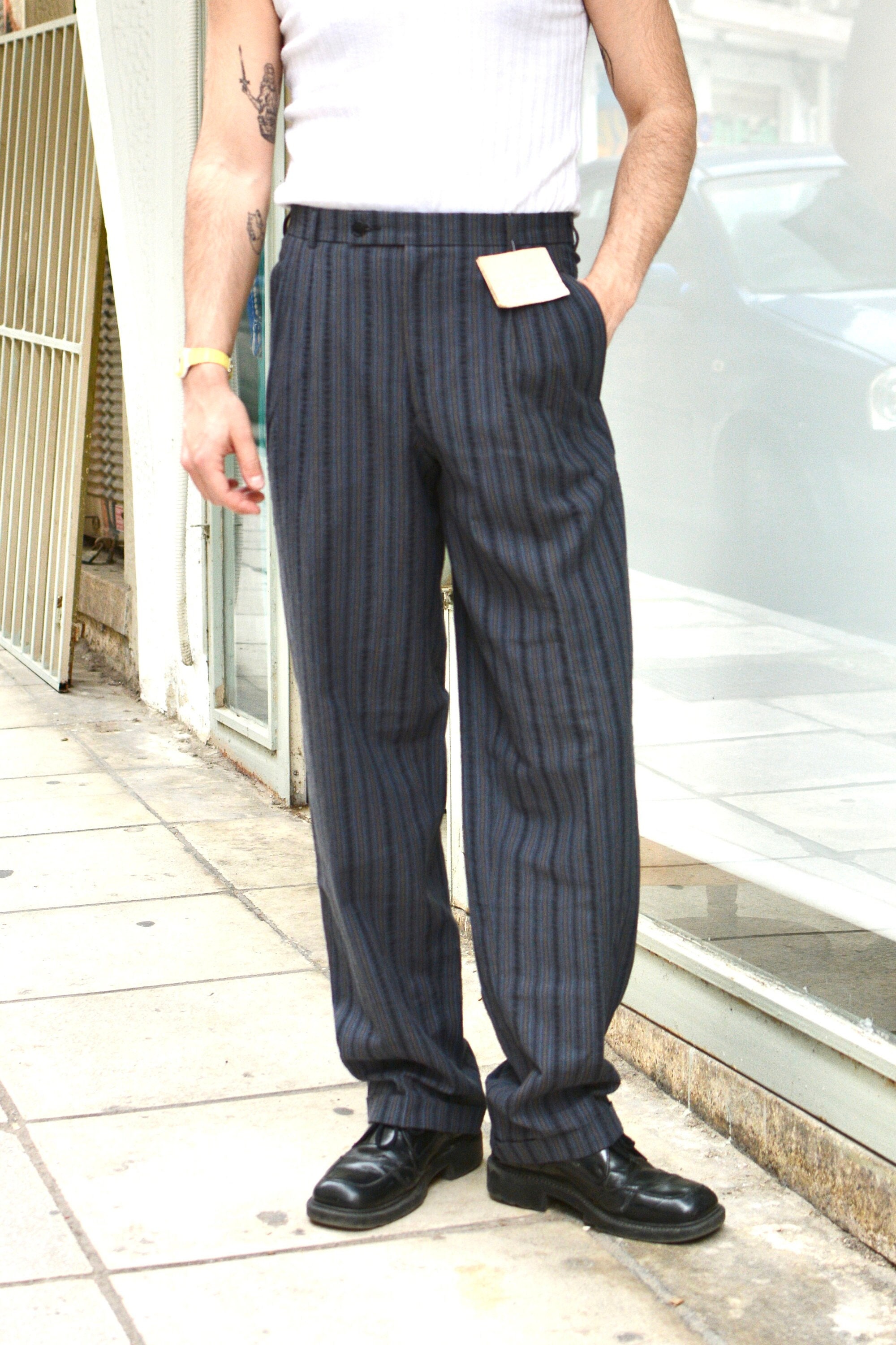 Vintage Pleated 80s Office Trousers / Unisex Men High Rise Vintage Pleated 80s Office Trousers / Unisex Men High Rise