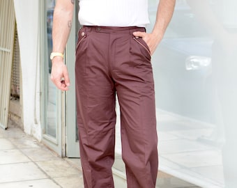 Pantalon plissé vintage des années 90 / pantalon de costume unisexe taille haute pour hommes