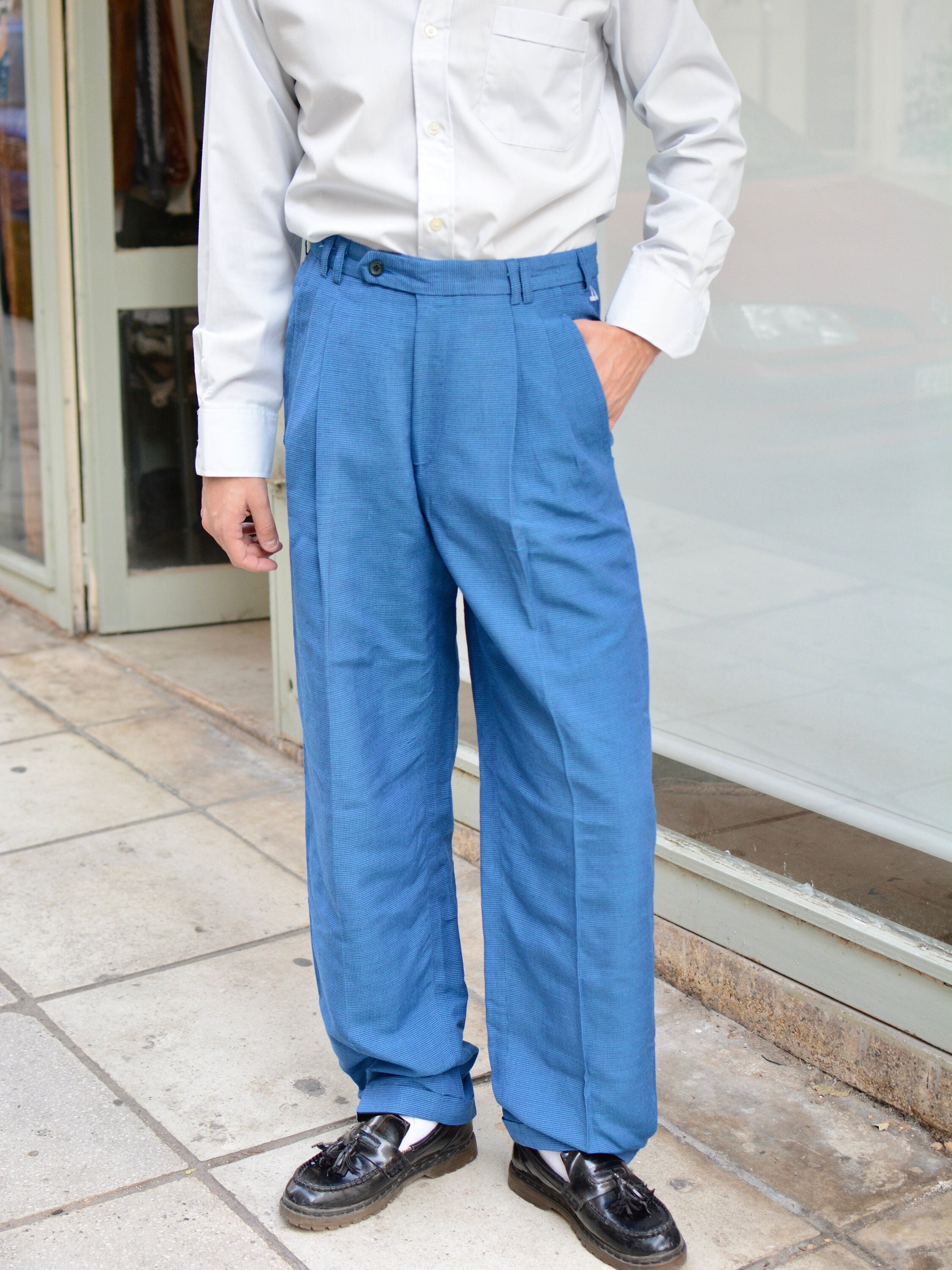 Vintage Pleated 80s Office Trousers / Unisex Men High Rise Vintage Pleated 80s Office Trousers / Unisex Men High Rise