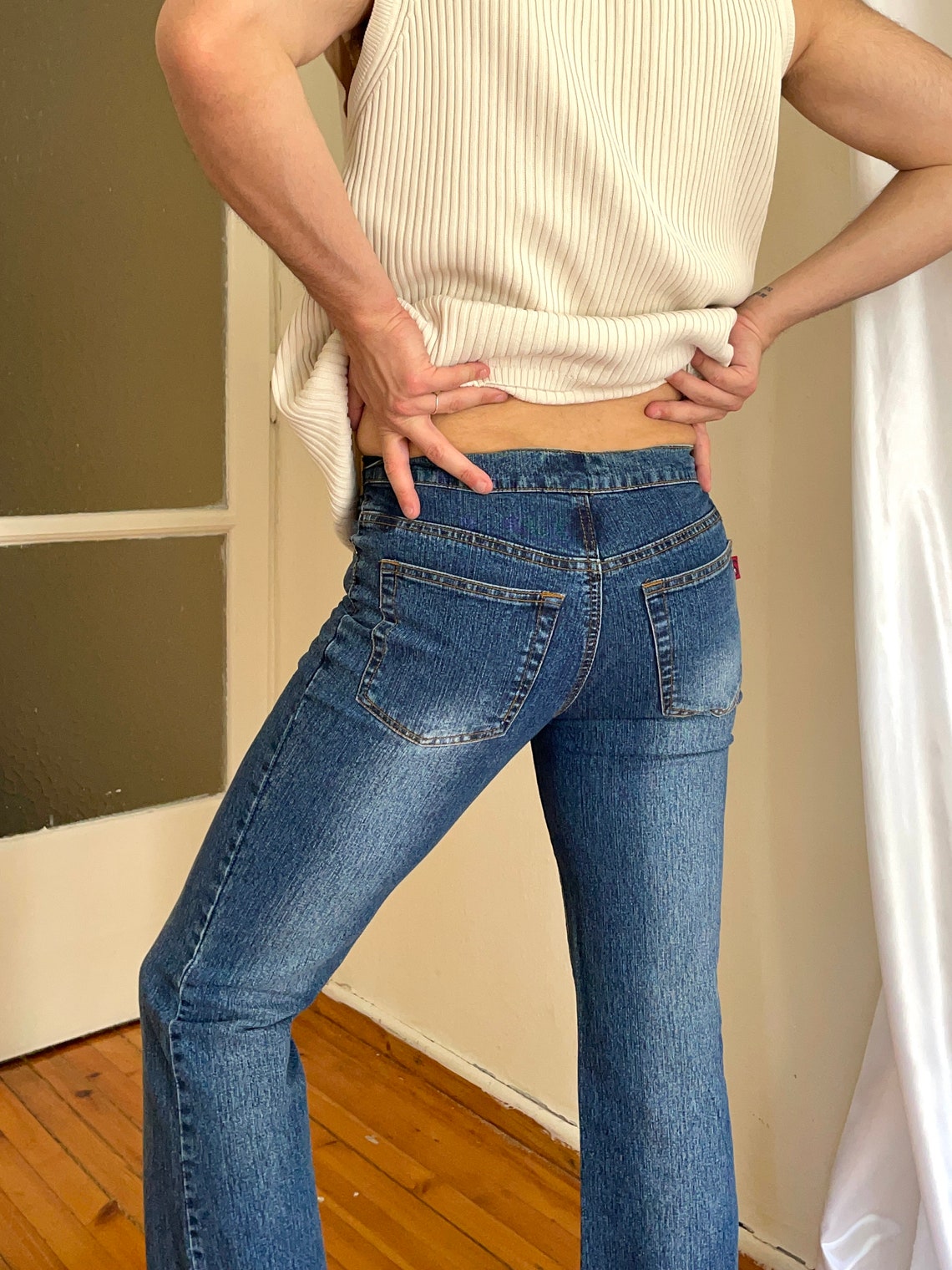Y2k Low Rise Blue Jeans Unisex 2000s Low Rise Blue Jeans Etsy