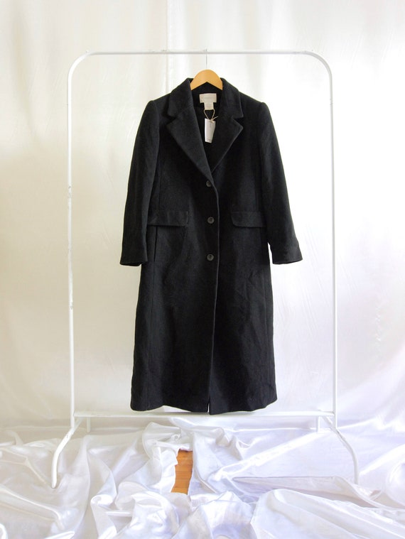 Vintage Maxi Wool Coat Cashmere Men Black Coat Wom