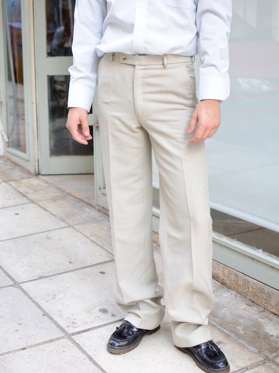 Vintage 60s Office Trousers / Unisex Men High Rise Suit