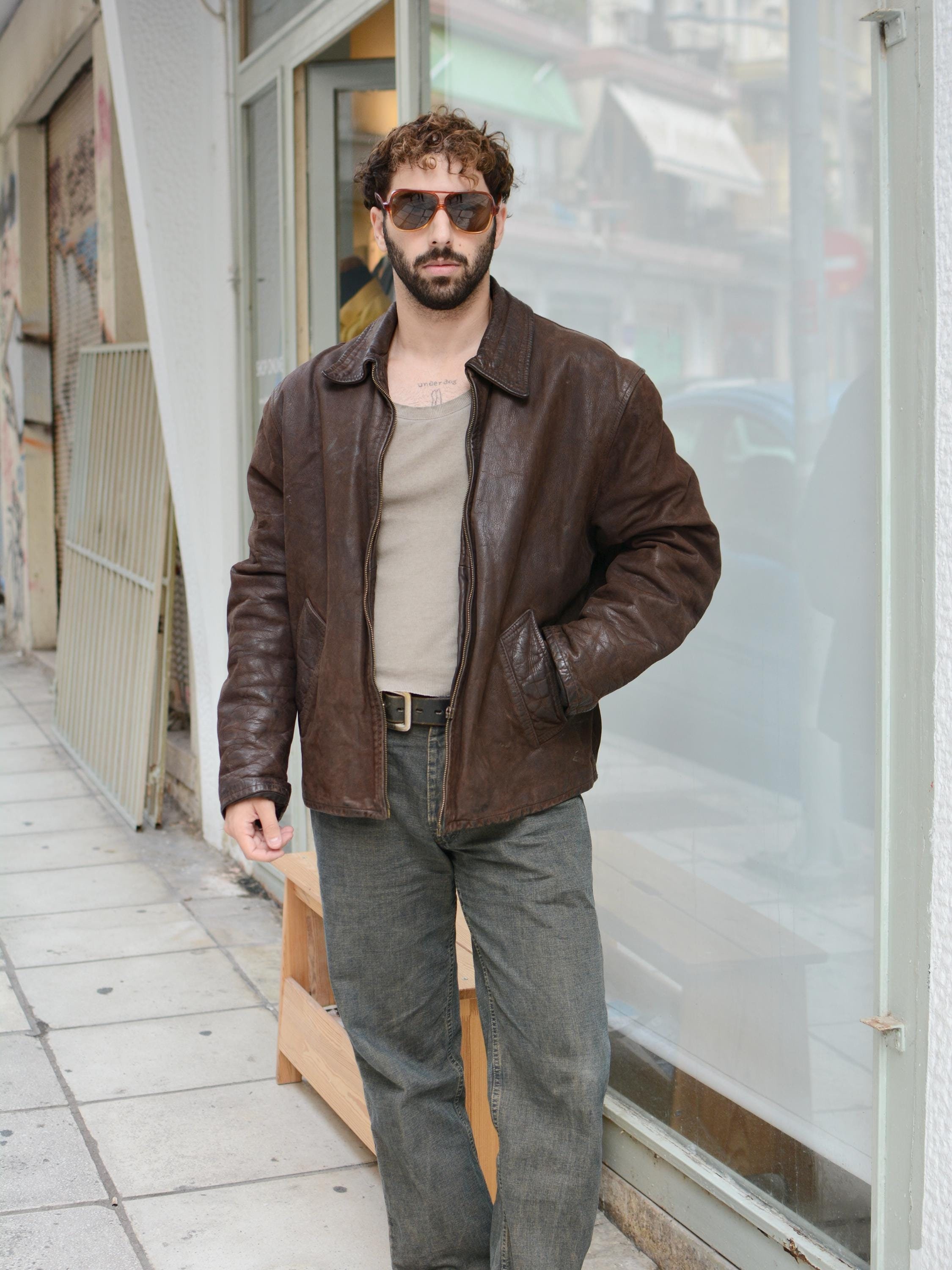 Vintage 80s Brown Leather Bomber Unisex Jacket - Etsy Vintage 80s Brown Leather Bomber Unisex Jacket - Etsy