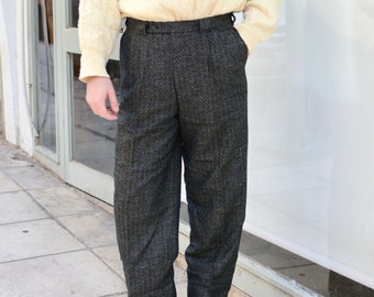 Vintage 80s Pleated Woolen Suit Trousers