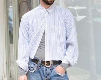 Vintage 90s Cropped Reworked Striped Shirt