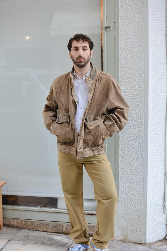 90’s Suede Leather Blouson Bomber Jacket 1990s Bomber Suede Leather Jacket - Etsy