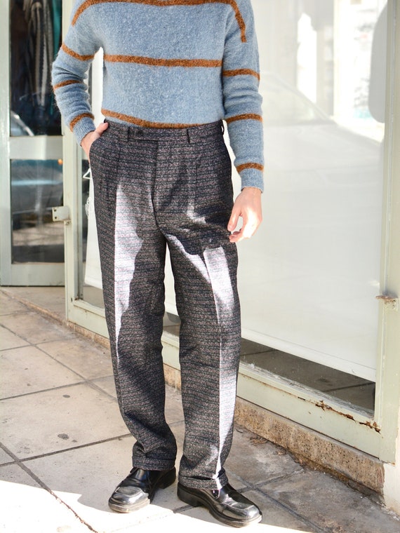 Mens grey pleated trousers outlet