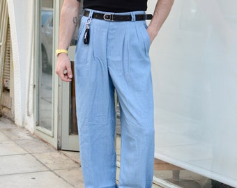 Pantalon de bureau plissé vintage des années 80 / Pantalon de costume unisexe taille haute pour hommes