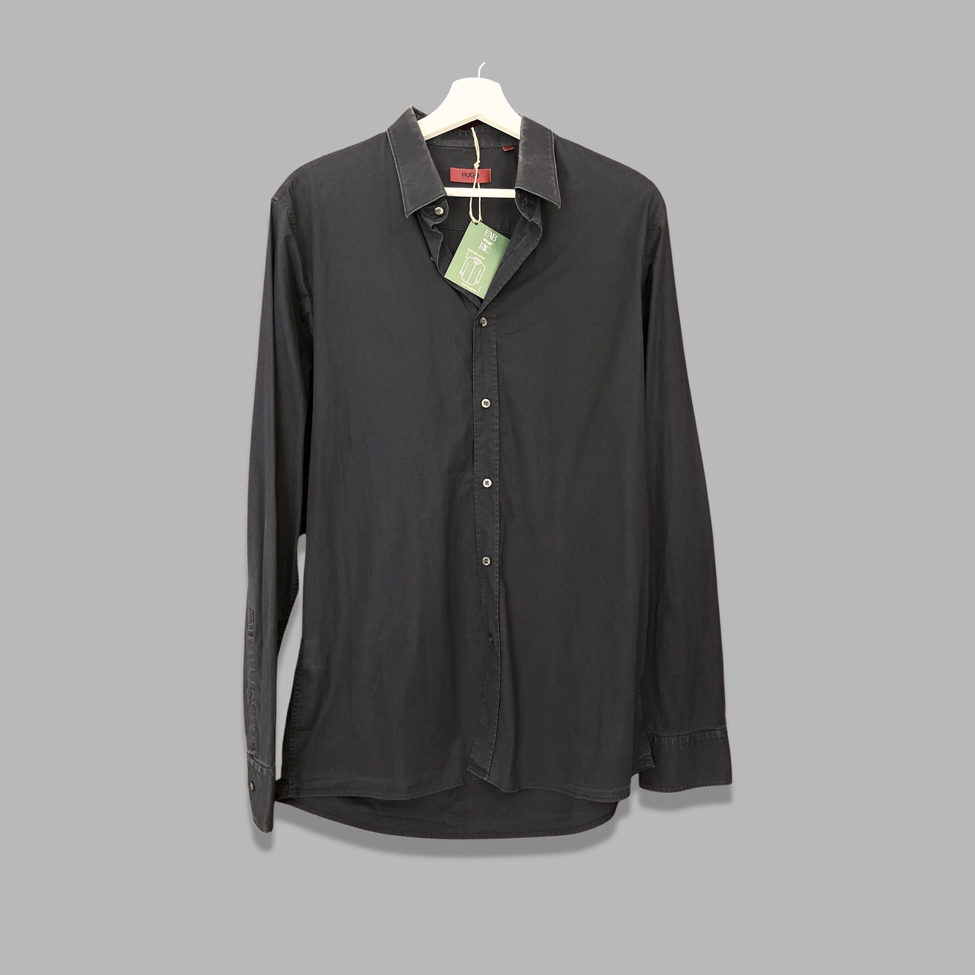 2000s Hugo Boss Black Formal Shirt Size L Vintage Men Hugo Boss