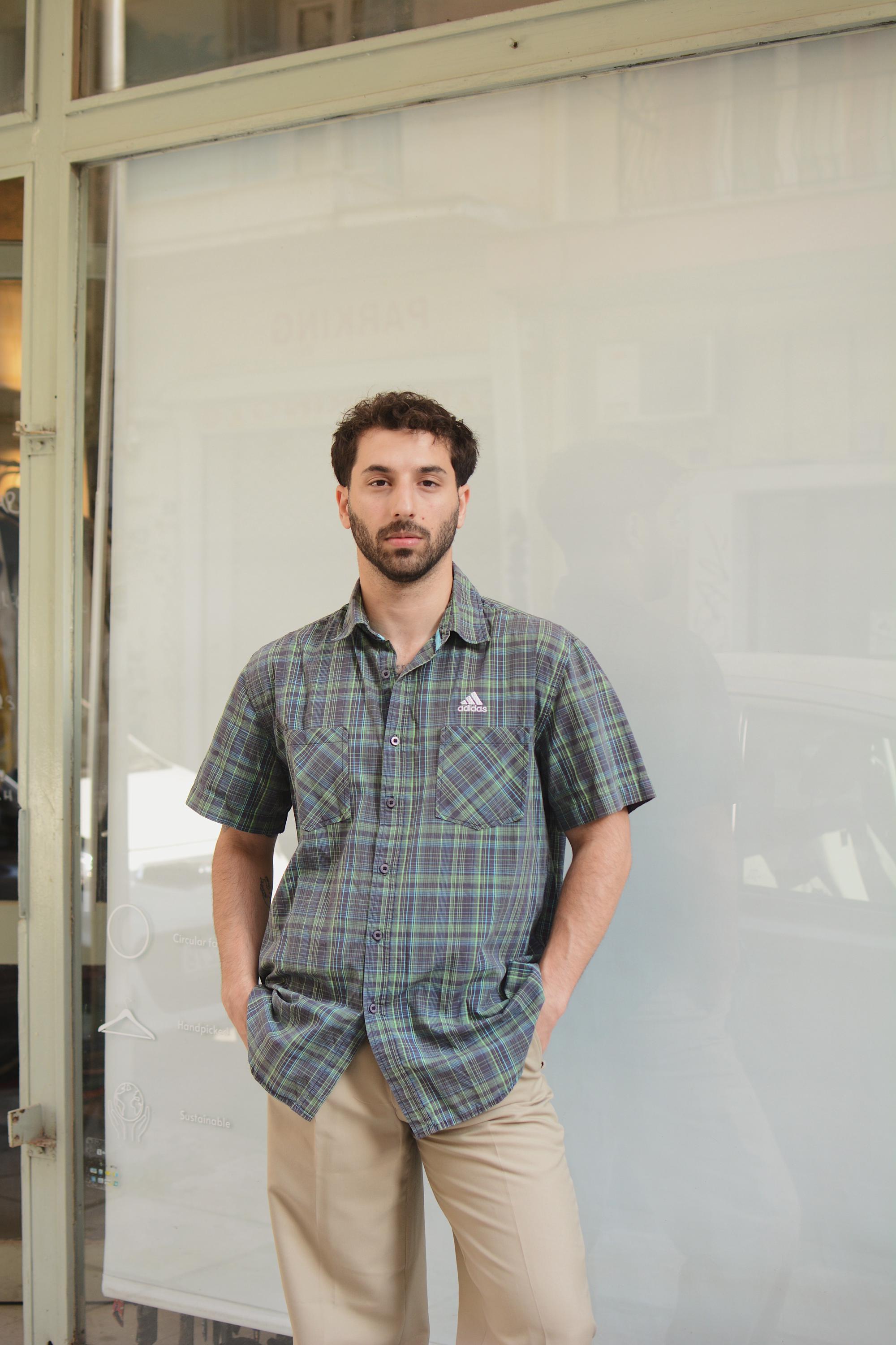 1990s Adidas Office Plaid Shirt