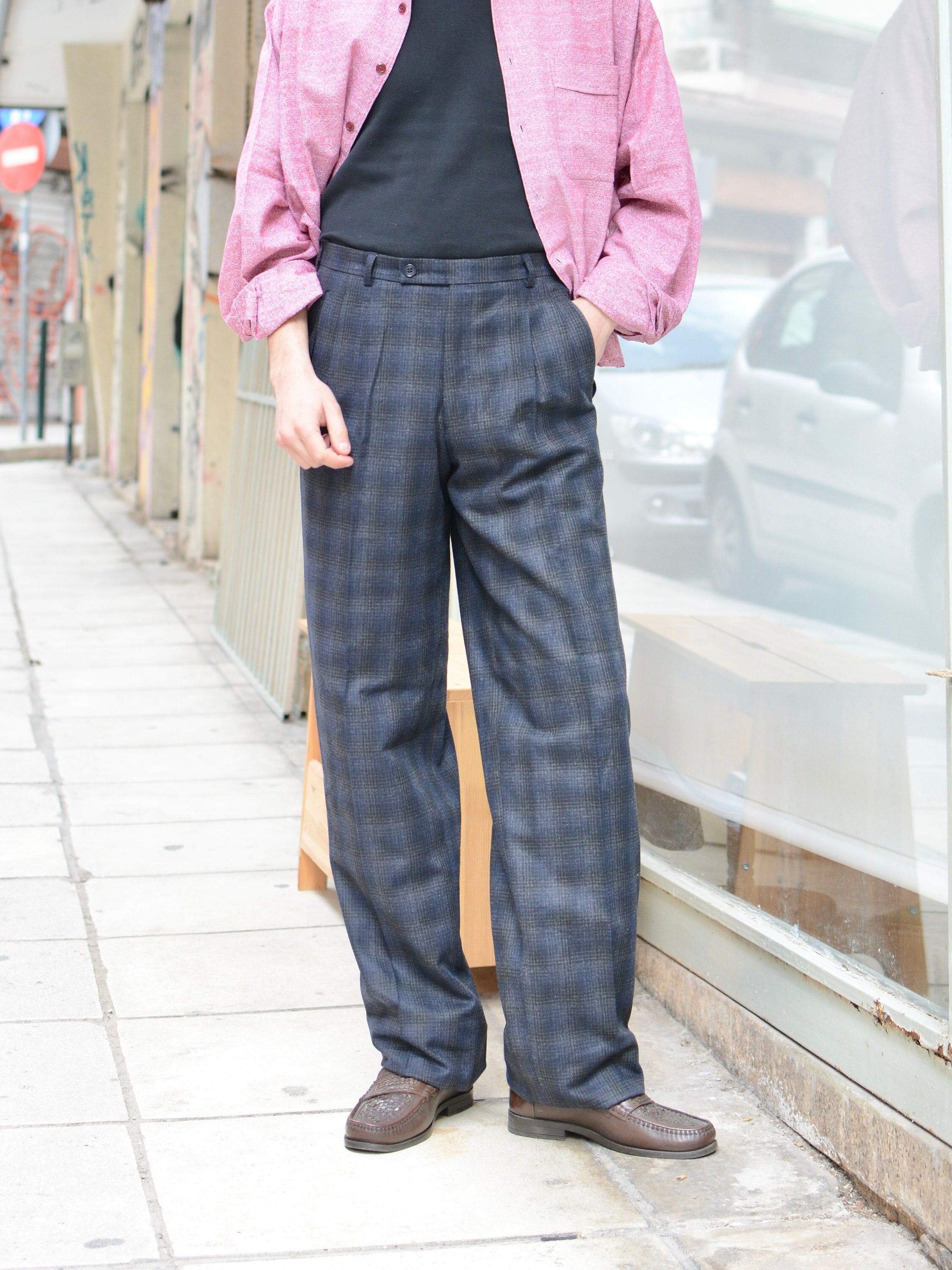 70s 80sスラックス Vintage 80s Office Trousers / Unisex Men High Rise Suit