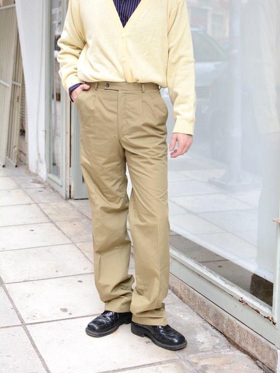 【80s】Euro Vintage 1tuck Trousers Optizip Vintage 80s Navy Blue Cotton Trousers, 80s Stirrup Pants