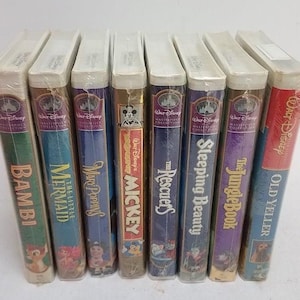 Vintage collectible collection of VHS Disney tapes